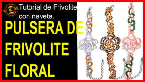 pulsera de frivolite floral