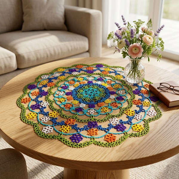 paño de frivolite verde de 47 cm